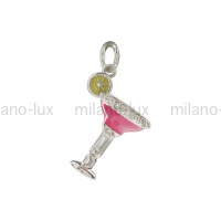Подвеска Коктейль Pink Milano Lux; цвет платина 