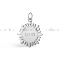 Подвеска 11:11 Белая эмаль, размер 17.5мм; цвет платина