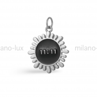 Подвеска 11:11 Чёрная эмаль, размер 17.5мм; цвет платина