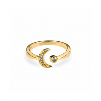 Кольцо "Лунница" с фианитами; цвет золото