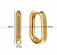 Серьги Овал с фианитами 20*3мм; цвет золото