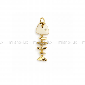 Подвеска подвижная Рыба с Фианитами; цвет золото 