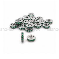 Бусина Спейсер с Изумрудными фианитами 5.7мм; цвет платина