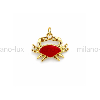Подвеска Краб красная эмаль 23*18.5мм; цвет золото 