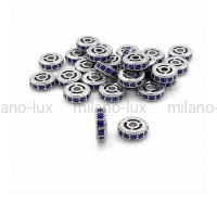 Бусина Спейсер с Сапфировыми фианитами 5.7мм; цвет платина