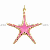 Подвеска Морская звезда Розовая, 38мм; цвет золото