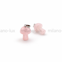 Подвеска Гриб из Розового Кварца, петля сталь