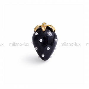 Подвеска Клубника 26мм Чёрная, золото; 1 штука