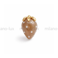 Подвеска Клубника 26мм Капучино; цвет золото