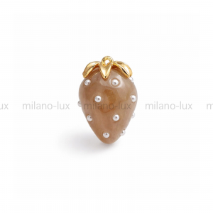 Подвеска Клубника 26мм Капучино, золото; 1 штука 