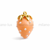 Подвеска Клубника 26мм Персиковая; 1 штука  