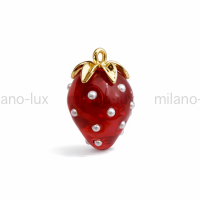 Подвеска Клубника 26мм Красная, золото; 1 штука   
