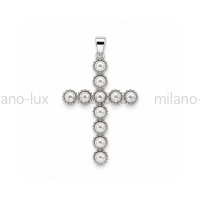 Подвеска Крестик с "жемчужинами" на бейле; цвет платина
