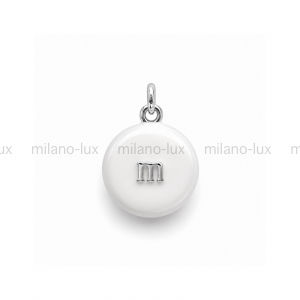 Подвеска m&m с Белой эмалью, цвет платина
