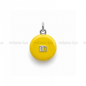 Подвеска m&m с Жёлтой эмалью, цвет платина