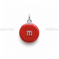 Подвеска m&m с Красной эмалью, цвет платина