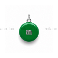 Подвеска m&m с Зелёной эмалью, цвет платина