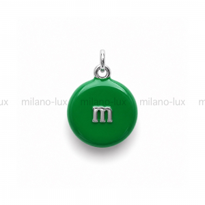 Подвеска m&m с Зелёной эмалью, цвет платина