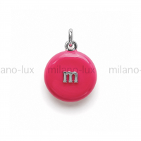 Подвеска m&m с эмалью Фуксия, цвет платина