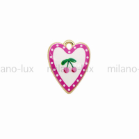 Подвеска с эмалью, Сердце Вишня; цвет золото 