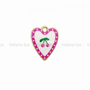 Подвеска с эмалью, Сердце Вишня; цвет золото 