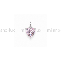 Сердце кристалл нежно-Розовое, mini 9*7мм; цвет платина