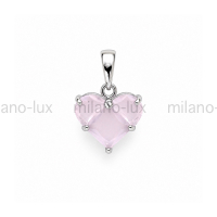 Подвеска Сердце 14мм на бейле, матовое Розовое; цвет платина