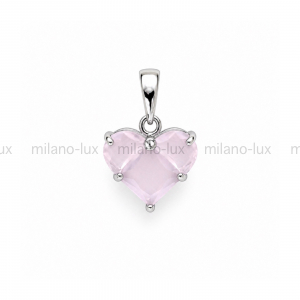 Подвеска Сердце 14мм на бейле, матовое Розовое; цвет платина