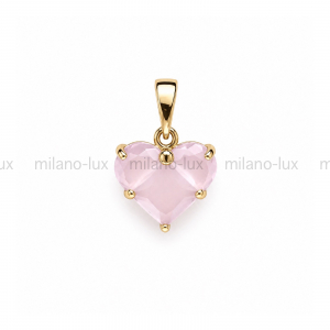 Подвеска Сердце 14мм на бейле, матовое Розовое; цвет золото