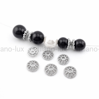 10 штук - Шапочки для Бусин, 8*2.6мм; цвет платина