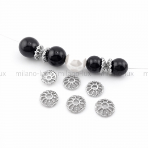 10 штук - Шапочки для Бусин, 8*2.6мм; цвет платина