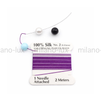 100% шёлковая нить Аметистовая, 0.45мм; 2метра с иглой 