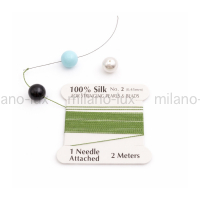 100% шёлковая нить Зелёная, 0.45мм; 2метра с иглой 