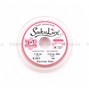 7 струн - 0.40мм - Ювелирный тросик, Япония; 10 метров КАТУШКА цвет золото 