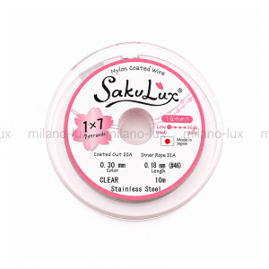 7 струн - 0.30мм - Ювелирный тросик, Япония; 10 метров КАТУШКА цвет платина