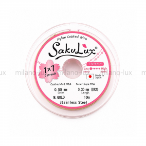 7 струн - 0.50мм - Ювелирный тросик, Япония; 10 метров КАТУШКА цвет золото 